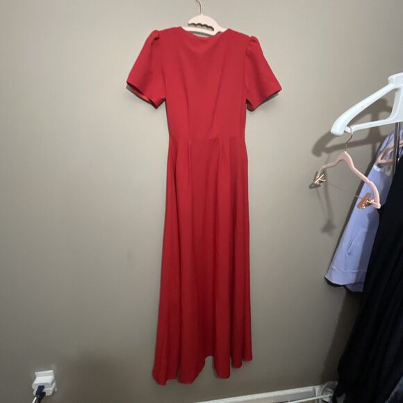 ASOS Red Button Through Wrap Top V Neck Short Sleeve Maxi Tea Dress NWT Size 0 - Picture 7 of 14
